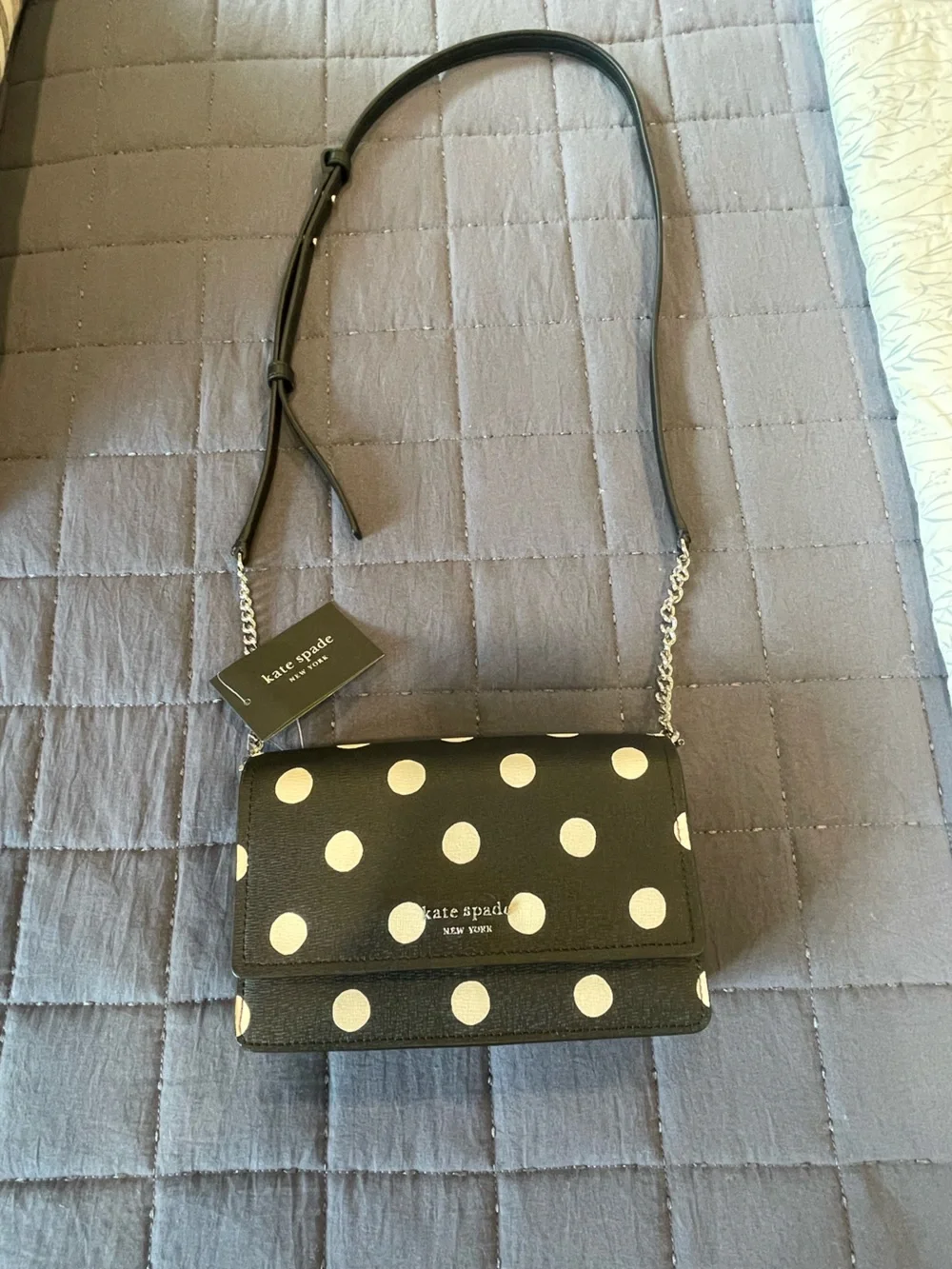 kate spade Black and Cream Polka Dot Crossbody Bag